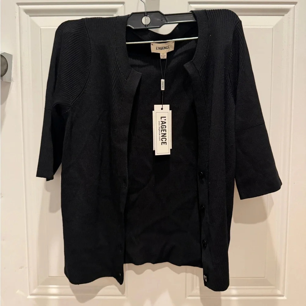 L'AGENCE Carrie Short Sleeve Cardigan - Picture 6 of 8